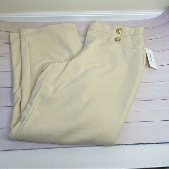 Cream wide leg Calvin Klein pants, gold buttons NWT - Picture 1 of 4